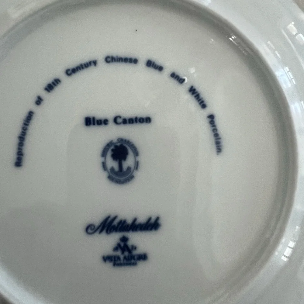 Rare Mottahedeh Blue Canton‎ Luncheon Plate Numbered Charleston Vista Alegre